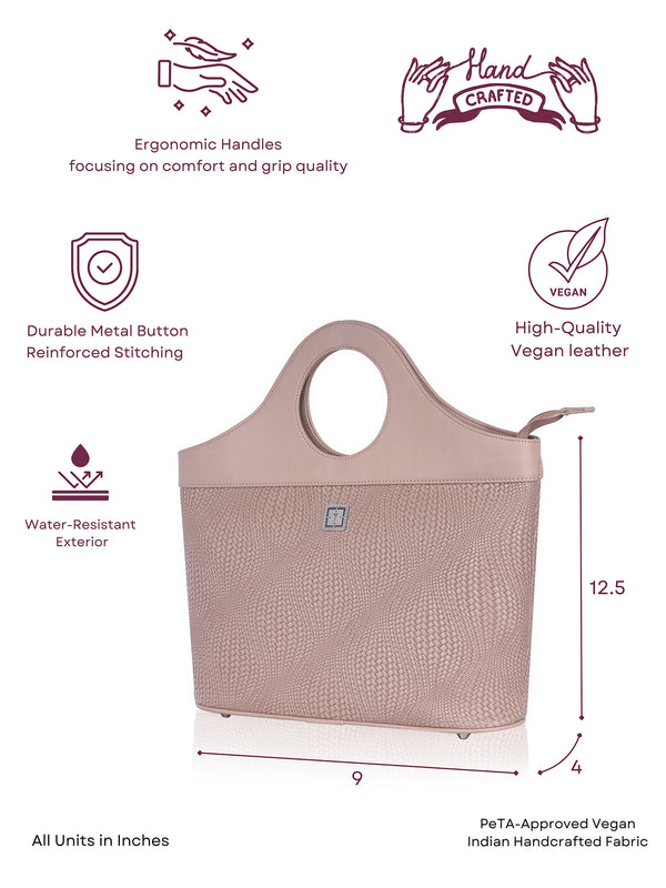 TEXAS Basket Women Handcrafted Designer Handbag for Women with Adjustable and Detachable Sling Strap | Vegan Leather Handbag Sandstone Basket