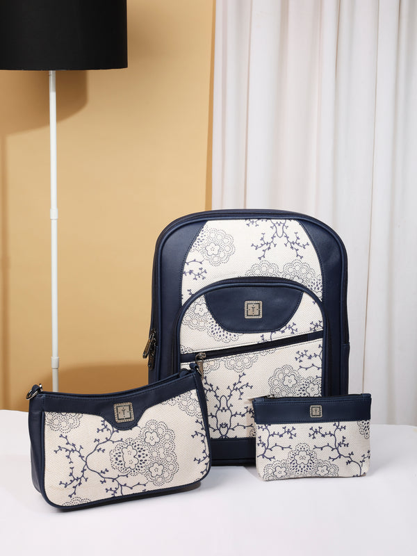 exas Blossom Navy Blue Combo Set – 3-in-1 Travel Essentials