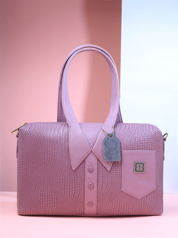 TEXAS Weave Women Handcrafted Designer Handbag for Women with Adjustable and Detachable Sling Strap | Vegan Leather Handbag | Perfect for everyday Office.. Mauve Wave