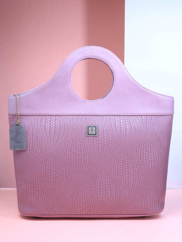 TEXAS Basket Women Handcrafted Designer Handbag for Women with Adjustable and Detachable Sling Strap | Vegan Leather Handbag Mauve Basket