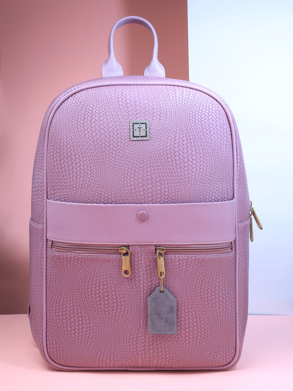 TEXAS Aura Premium Designer Jute Laptop Backpack | Fits 15.6-Inch Laptop, 14L Capacity | Unisex Office, Travel, School Bag (PINK)