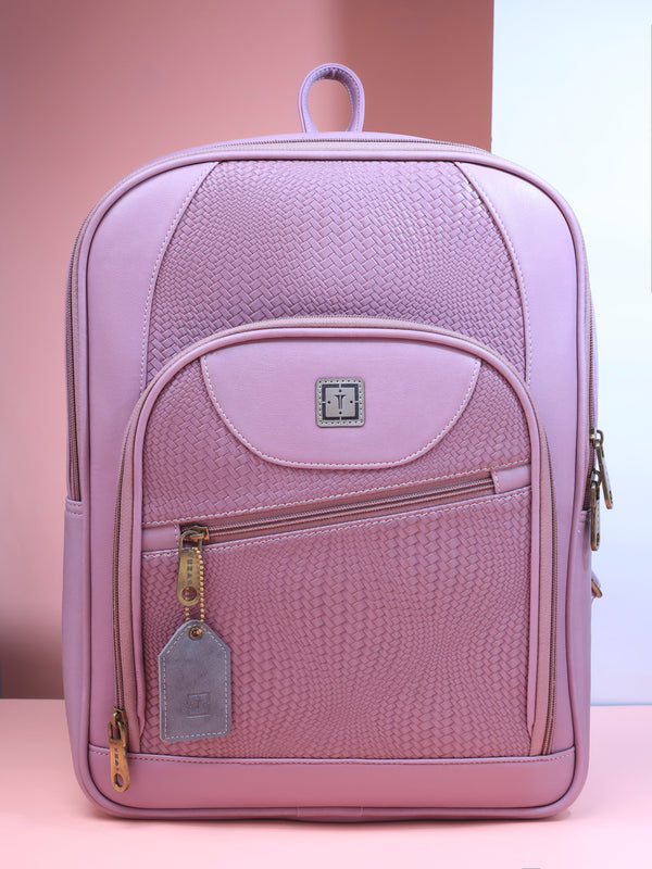 TEXAS Aura Premium Designer Vegan Leather Laptop Backpack | Fits 15.6-Inch Laptop, 14L Capacity | Unisex Office, Travel, School Bag.. Lilac aura