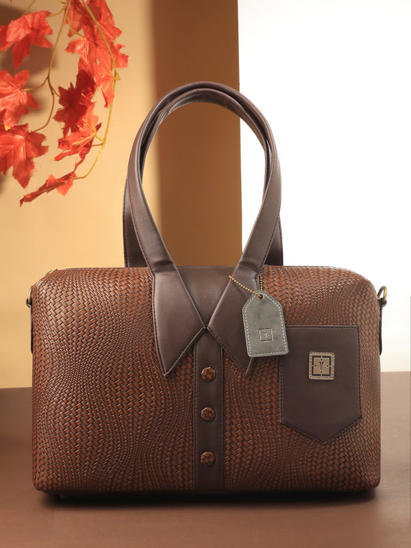 TEXAS Weave Women Handcrafted Designer Handbag for Women with Adjustable and Detachable Sling Strap | Vegan Leather Handbag | Perfect for everyday Office.. Copper Weave