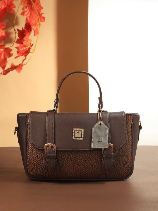 TEXAS Elara Woven-Texture Vegan Leather Sling Satch